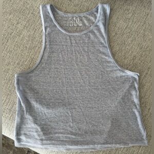 Sheer Ribbed Light Blue Tank Top